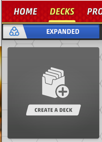 screenshot of portion of Decks menu shows Create a Deck button.